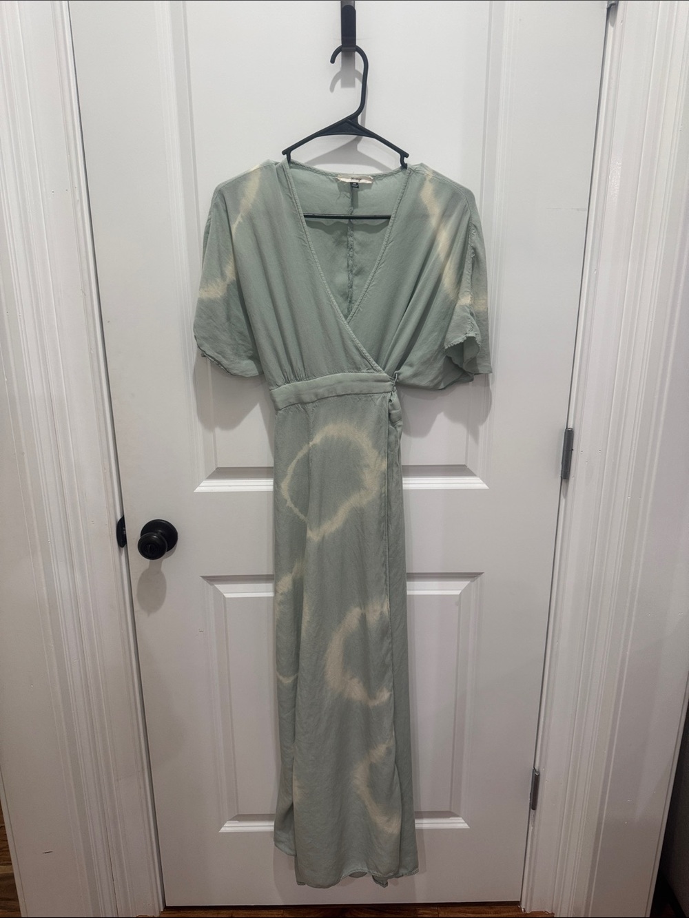 Fringe Studio Sage and Cream Wrap Maxi Dress
